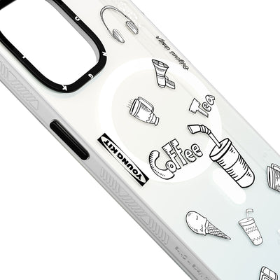 Apple iPhone 14 Pro Kılıf Magsafe Şarj Özellikli Desenli Youngkit Plaything Serisi Kapak Siyah