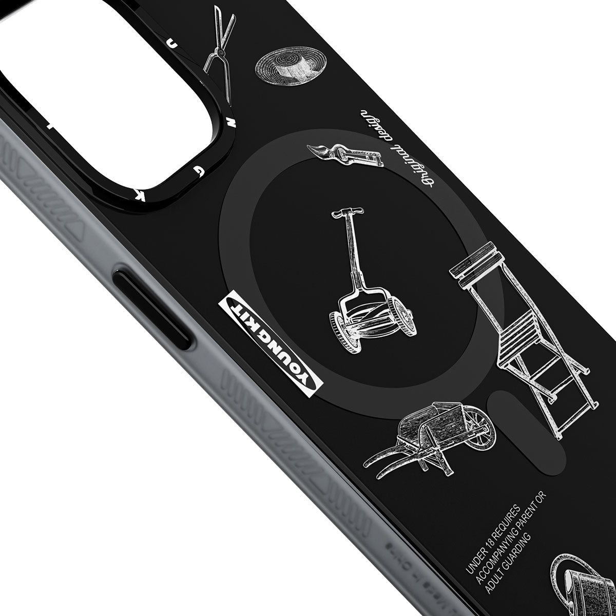 Apple iPhone 14 Pro Kılıf Magsafe Şarj Özellikli Desenli Youngkit Plaything Serisi Kapak Beyaz