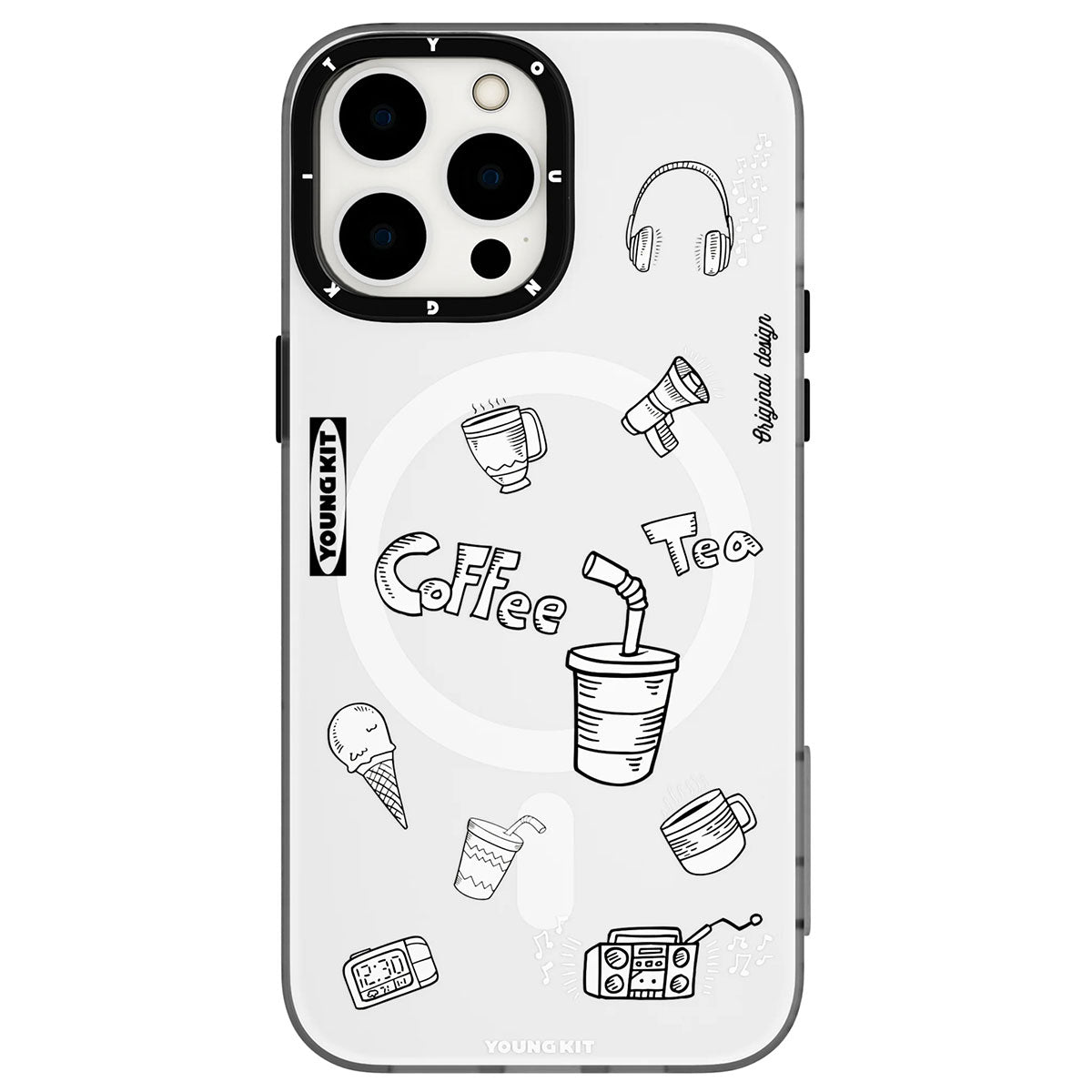 Apple iPhone 14 Pro Kılıf Magsafe Şarj Özellikli Desenli Youngkit Plaything Serisi Kapak Siyah