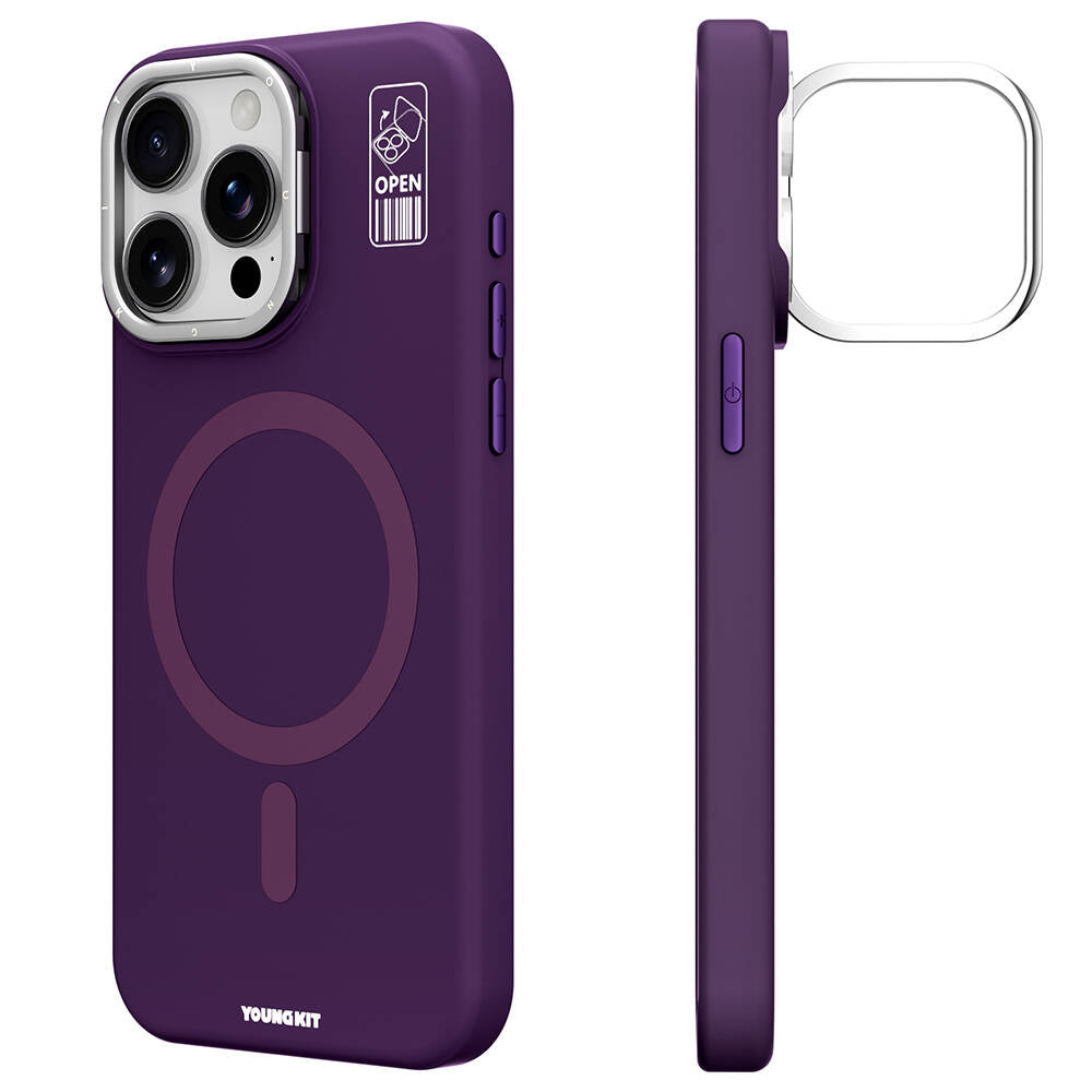 iPhone 14 Pro Kılıf M-safe Şarj Özellikli Kamera Standlı Youngkit Bitty Cream Kılıf