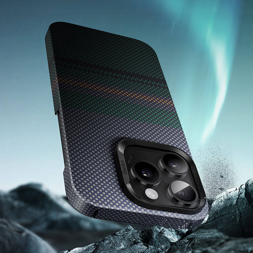 iPhone 14 Pro Kılıf M-safe Şarj Özellikli Karbon Fiber Tasarımlı Benks Aurora ArmorAir Kevlar Kılıf