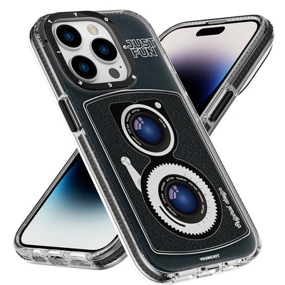 Apple iPhone 14 Pro Kılıf Magsafe Şarj Özellikli Lens Figürlü YoungKit Art Film Serisi Kapak Pembe