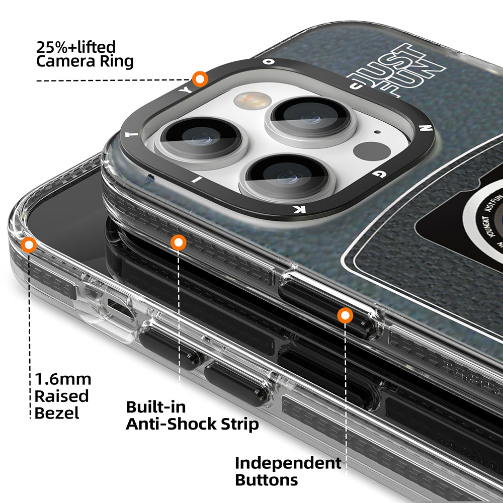 Apple iPhone 14 Pro Kılıf Magsafe Şarj Özellikli Lens Figürlü YoungKit Art Film Serisi Kapak Beyaz