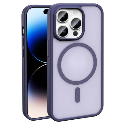 Apple iPhone 14 Pro Kılıf M-safe Şarj Özellikli Mat Arka Yüzey Zore Sio Kapak Lacivert