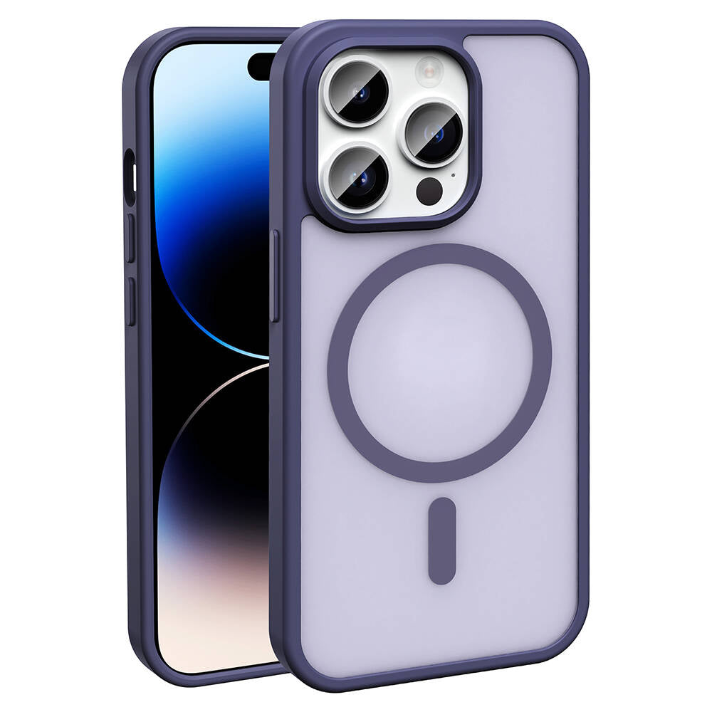 Apple iPhone 14 Pro Kılıf M-safe Şarj Özellikli Mat Arka Yüzey Zore Sio Kapak Gri