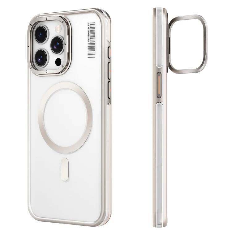 iPhone 14 Pro Kılıf M-safe Şarj Özellikli Sararma Önleyici Youngkit Crystal Grid Kılıf