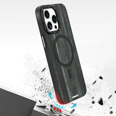 Apple iPhone 14 Pro Kılıf Magsafe Şarj Özellikli Sararmaya Dayanıklı Youngkit Wood Forest Serisi Kapak Kahverengi