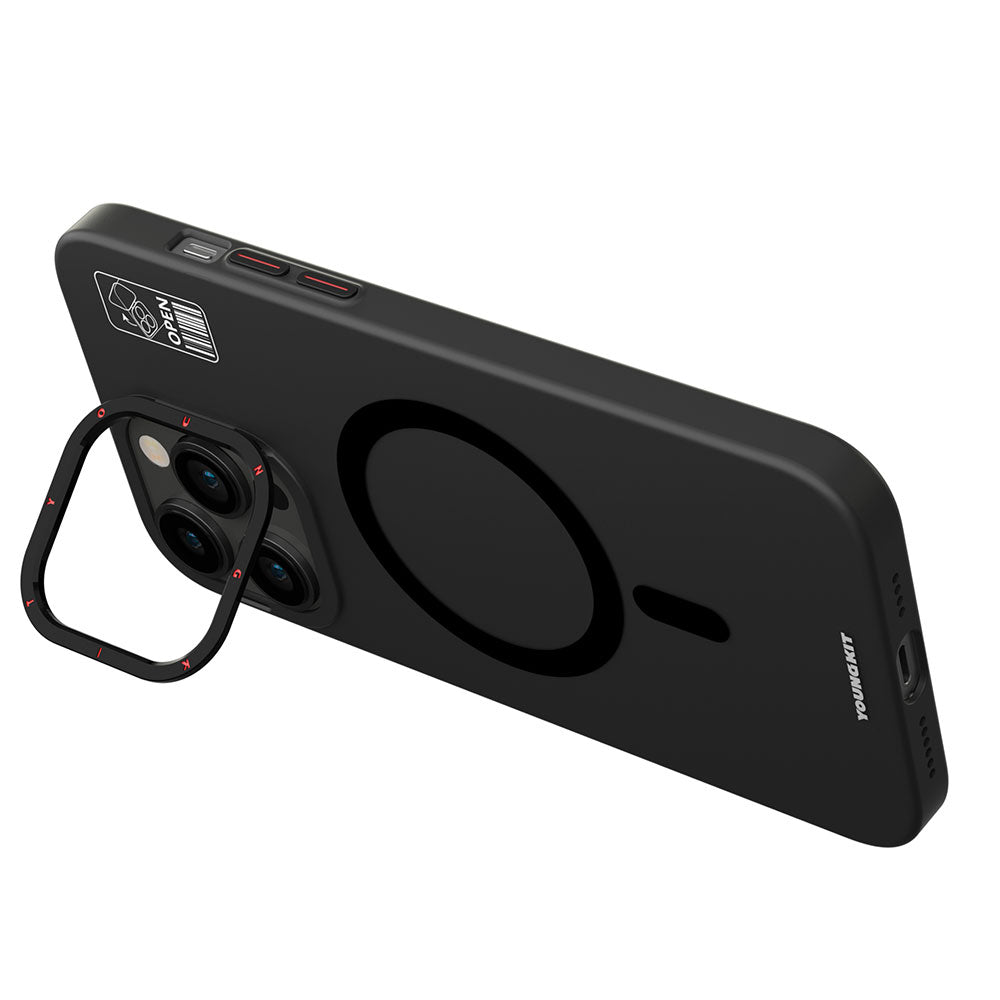 Apple iPhone 14 Pro Kılıf Magsafe Şarj Özellikli Standlı YoungKit Hermit Bracket Serisi Kapak Derin Mor
