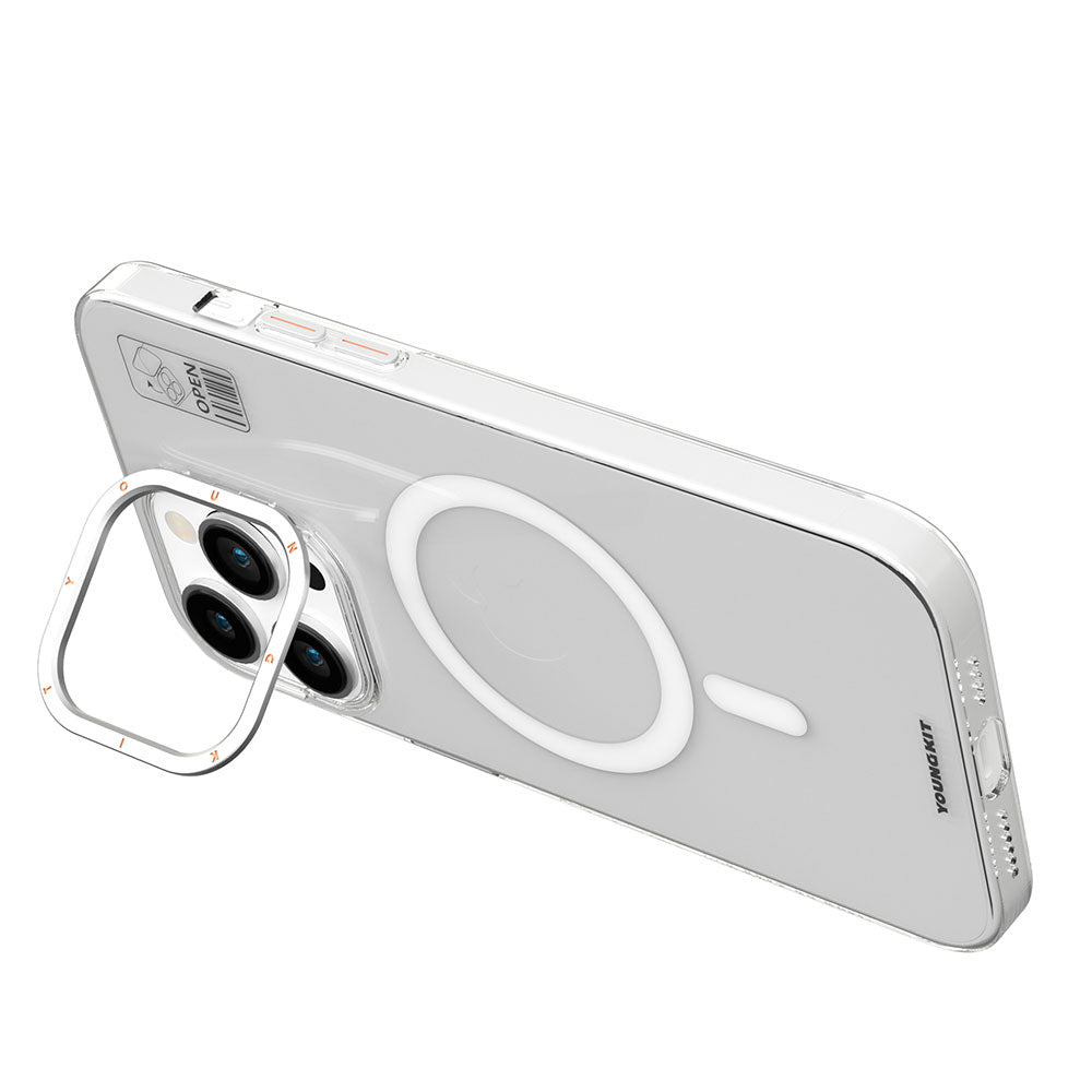 Apple iPhone 14 Pro Kılıf Magsafe Şarj Özellikli Standlı YoungKit Hermit Bracket Serisi Kapak Derin Mor