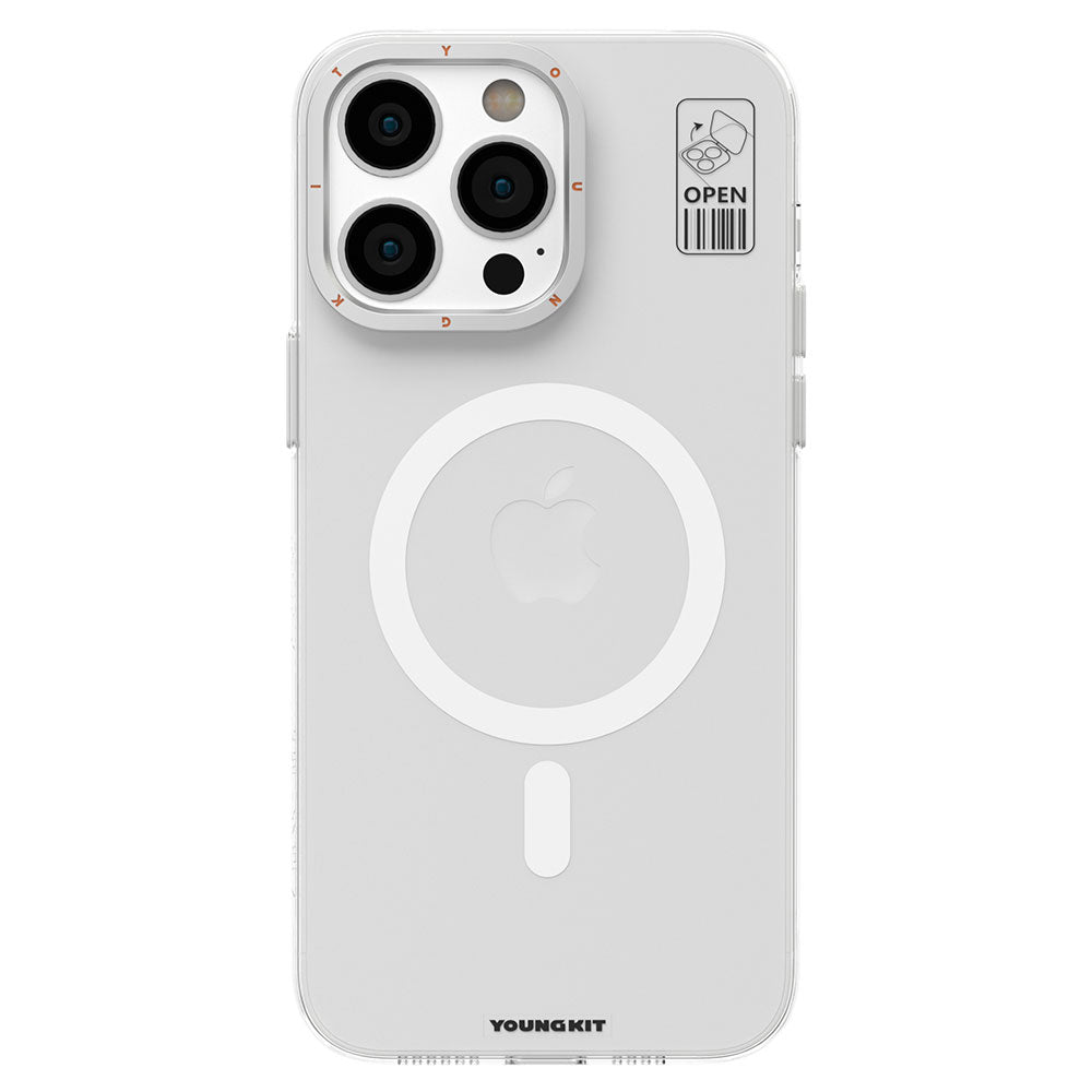 Apple iPhone 14 Pro Kılıf Magsafe Şarj Özellikli Standlı YoungKit Hermit Bracket Serisi Kapak Beyaz