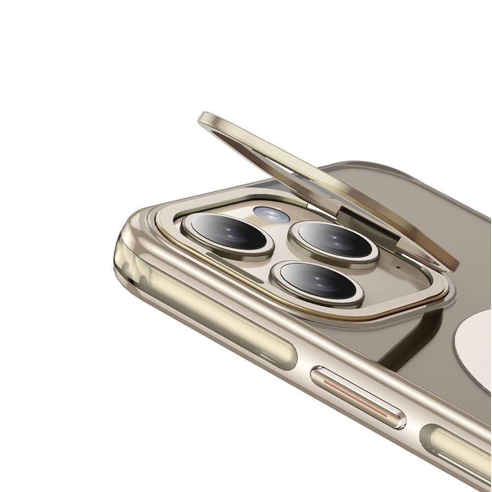 Apple iPhone 14 Pro Kılıf Magsafe Şarj Özellikli Wlons Standlı Efsane Kapak Gümüş