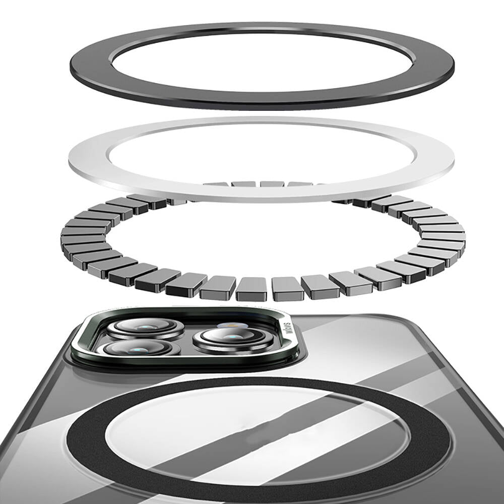 Apple iPhone 14 Pro Kılıf Magsafe Şarj Özellikli Wlons Standlı Efsane Kapak Gümüş