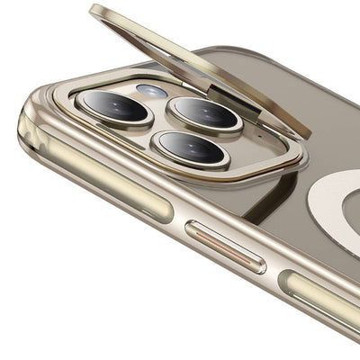Apple iPhone 14 Pro Kılıf Magsafe Şarj Özellikli Wlons Standlı Efsane Kapak Gümüş