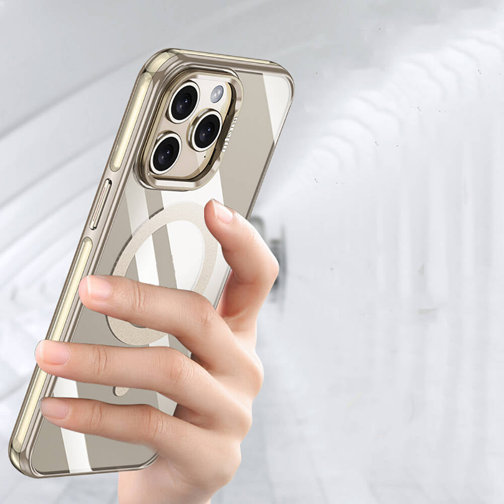 Apple iPhone 14 Pro Kılıf Magsafe Şarj Özellikli Wlons Standlı Efsane Kapak Mor