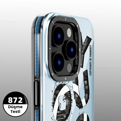 Apple iPhone 14 Pro Kılıf Magsafe Şarj Özellikli Yazı Temalı YoungKit Mechanic Serisi Kapak Siyah