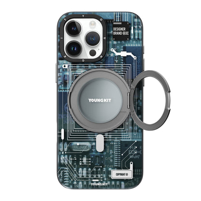 iPhone 14 Pro Kılıf M-safe Şarj Özellikli Youngkit 360° Standlı Technology Serisi Kılıf