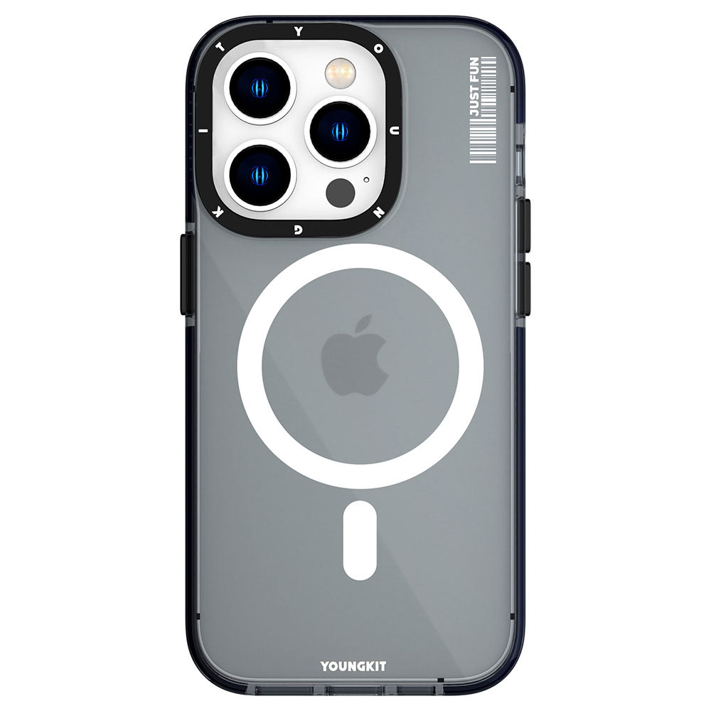 Apple iPhone 14 Pro Kılıf Magsafe Şarj Özellikli YoungKit Crystal Color Serisi Kapak Siyah