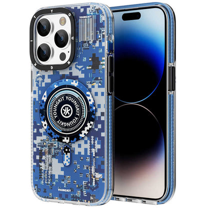 iPhone 14 Pro Kılıf M-safe Şarj Özellikli YoungKit Kamuflaj Serisi Kılıf