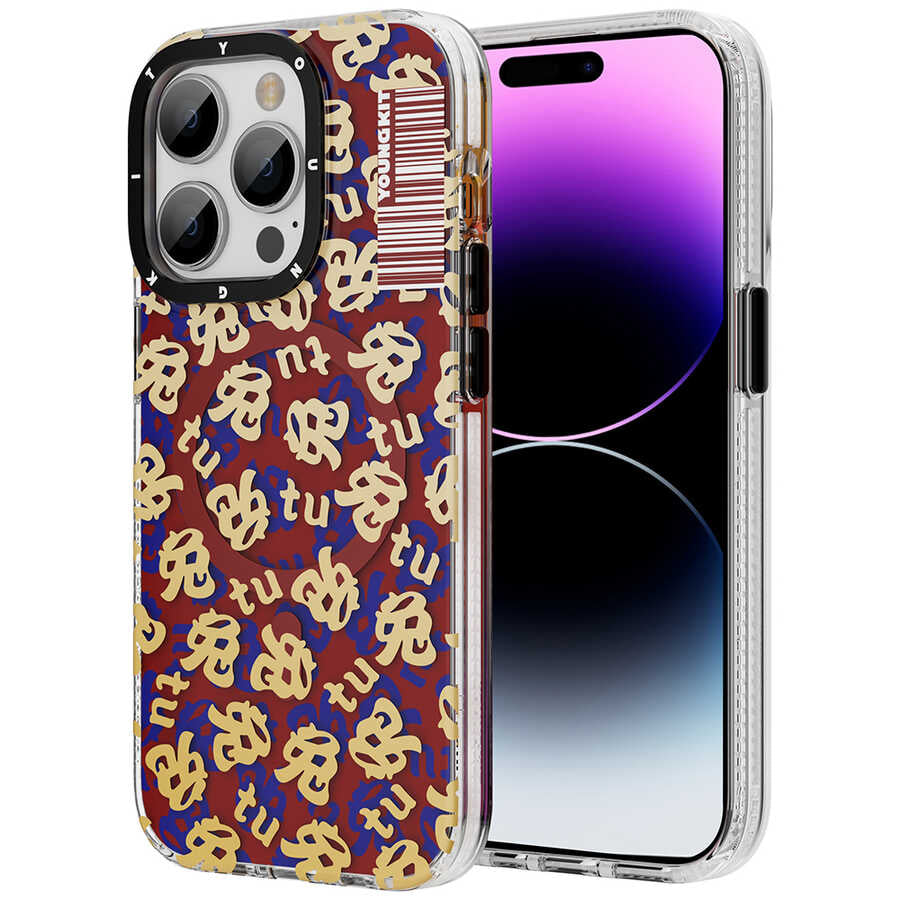 Apple iPhone 14 Pro Kılıf Magsafe Şarj Özellikli Youngkit Play Rabbit Serisi Kapak Turuncu