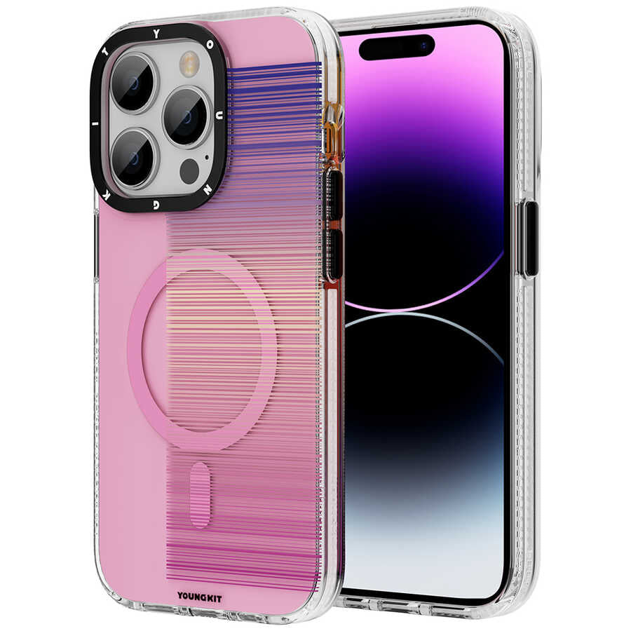 Apple iPhone 14 Pro Kılıf Magsafe Şarj Özellikli Youngkit Pure Serisi Kapak Pembe