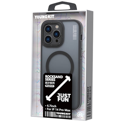 iPhone 14 Pro Kılıf M-safe Şarj Özellikli Youngkit Rock Sand Serisi Kılıf