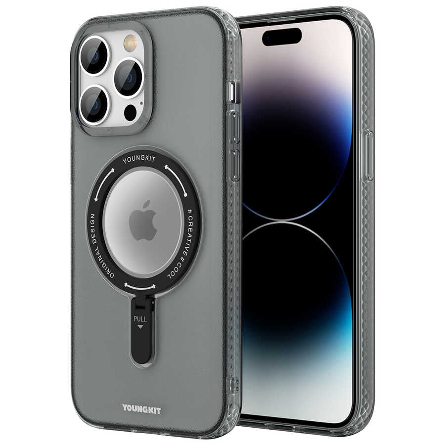 Apple iPhone 14 Pro Kılıf Magsafe Şarj Özellikli Youngkit Rock Serisi Kapak Derin Mor