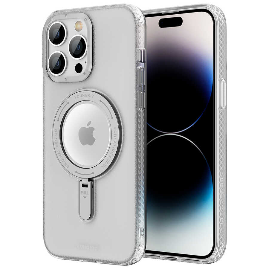 Apple iPhone 14 Pro Kılıf Magsafe Şarj Özellikli Youngkit Rock Serisi Kapak Beyaz