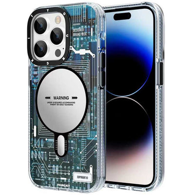 Apple iPhone 14 Pro Kılıf Magsafe Şarj Özellikli YoungKit Technology Serisi Kapak Siyah-Gri
