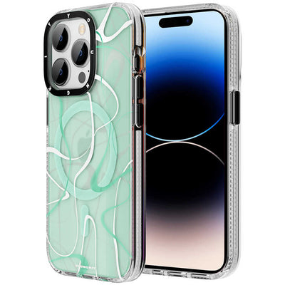 Apple iPhone 14 Pro Kılıf Magsafe Şarj Özellikli Youngkit Water-Ink Serisi Kapak Siyah