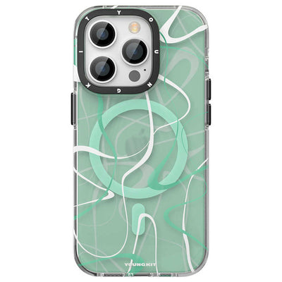 Apple iPhone 14 Pro Kılıf Magsafe Şarj Özellikli Youngkit Water-Ink Serisi Kapak Siyah