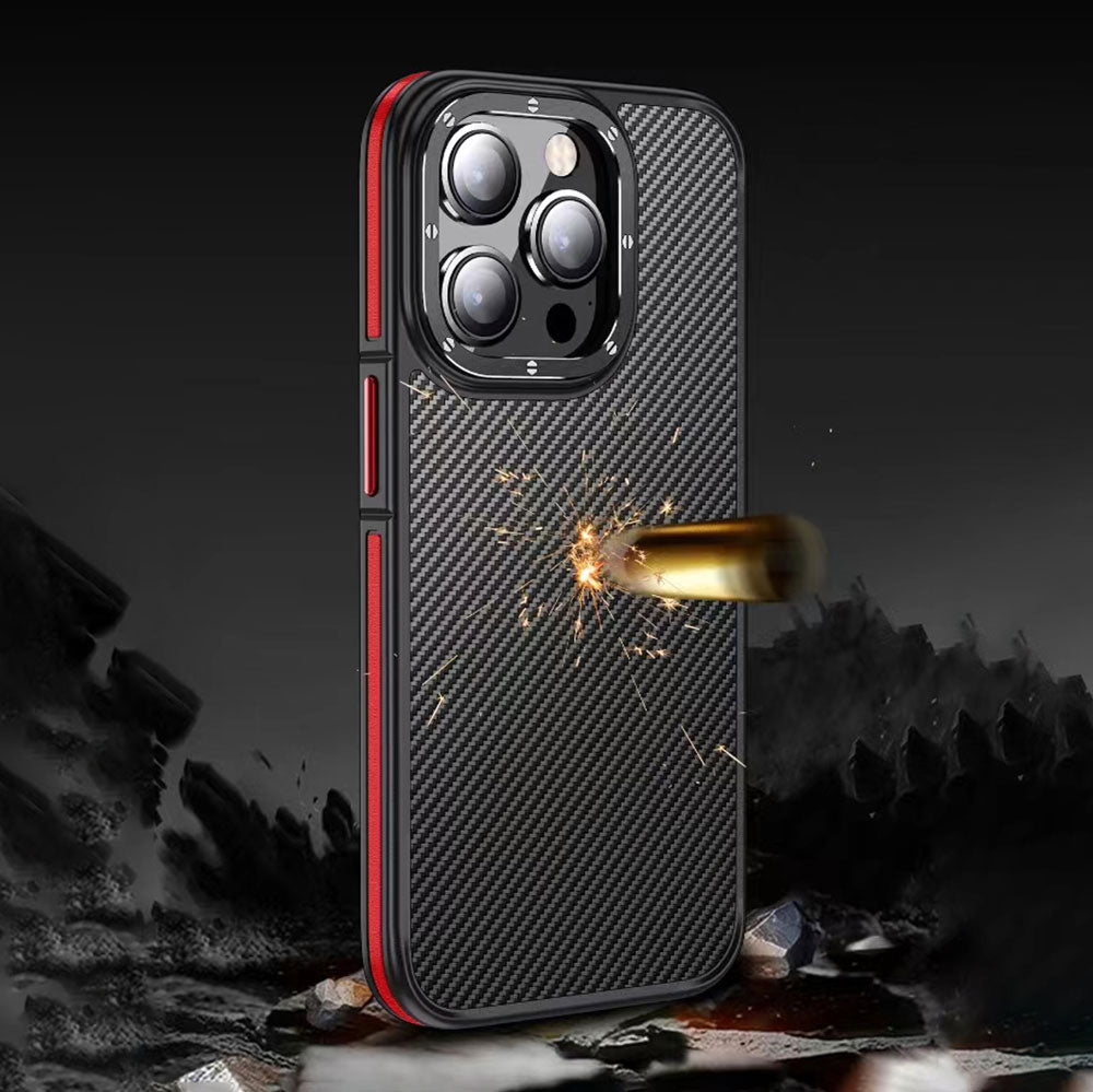 iPhone 14 Pro Kılıf Mat Transparan Karbon Fiber Görünümlü Wlons Marin Kılıf