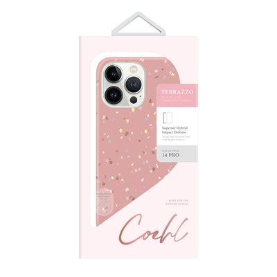 Apple iPhone 14 Pro Kılıf Mozaik Desenli Coehl Terrazzo Kapak Pembe