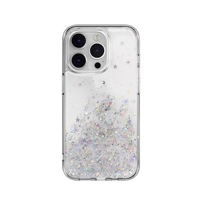Apple iPhone 14 Pro Kılıf Parlayan Simli Şeffaf Lisanslı Switcheasy Starfield Kapak Renksiz