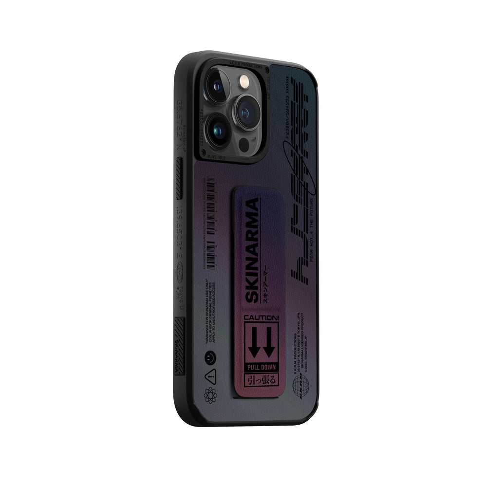 iPhone 14 Pro Kılıf SkinArma Holografik Tasarımlı Standlı Deri Görünümlü Kira Kobai Kılıf