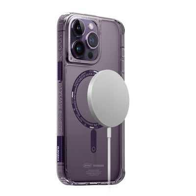 Apple iPhone 14 Pro Kılıf SkinArma Şeffaf Airbag Tasarımlı Magsafe Şarj Özellikli Saido Kapak Mor