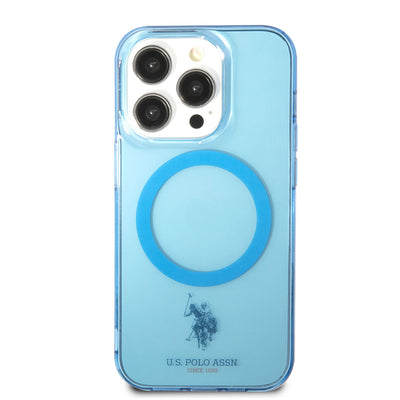 Apple iPhone 14 Pro Kılıf U.S. POLO ASSN. Magsafe Şarj Özellikli Transparan Tasarım Kapak Renksiz