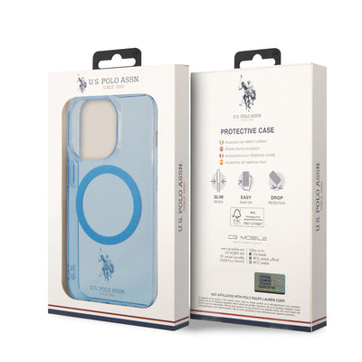 Apple iPhone 14 Pro Kılıf U.S. POLO ASSN. Magsafe Şarj Özellikli Transparan Tasarım Kapak Pembe