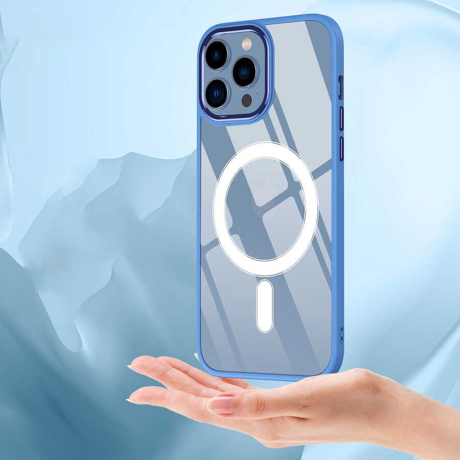 iPhone 14 Pro Kılıf Wireless Şarj Özellikli Zore Krom M-safe Silikon Kılıf