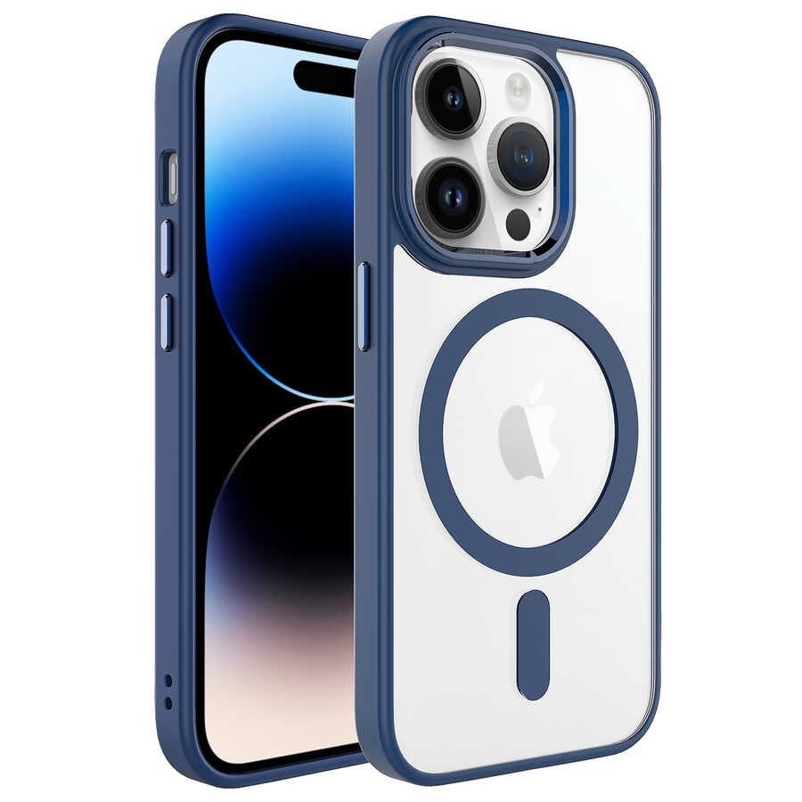 iPhone 14 Pro Kılıf Wireless Şarj Özellikli Zore Krom M-safe Silikon Kılıf
