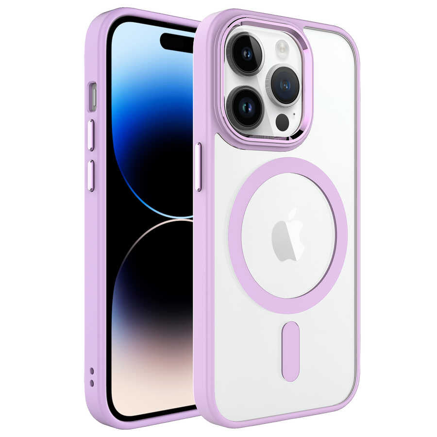 iPhone 14 Pro Kılıf Wireless Şarj Özellikli Zore Krom M-safe Silikon Kılıf