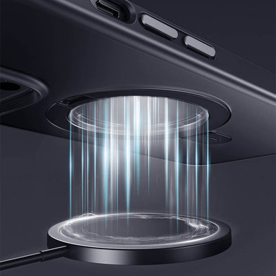 Apple iPhone 14 Pro Kılıf Wiwu ZMM-010 Magsafe Şarj Özellikli Parmak İzi Bırakmayan Mat Transparan Standlı Kapak Derin Mor