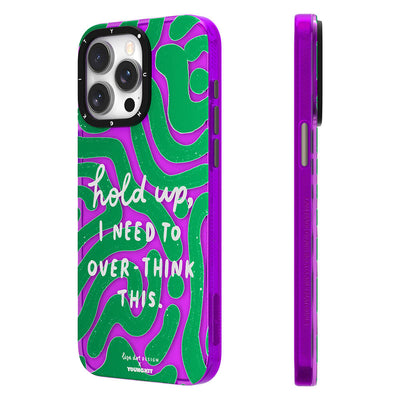 Apple iPhone 14 Pro Kılıf Yazı Desenli Youngkit Mindfulness Serisi Kapak Mor