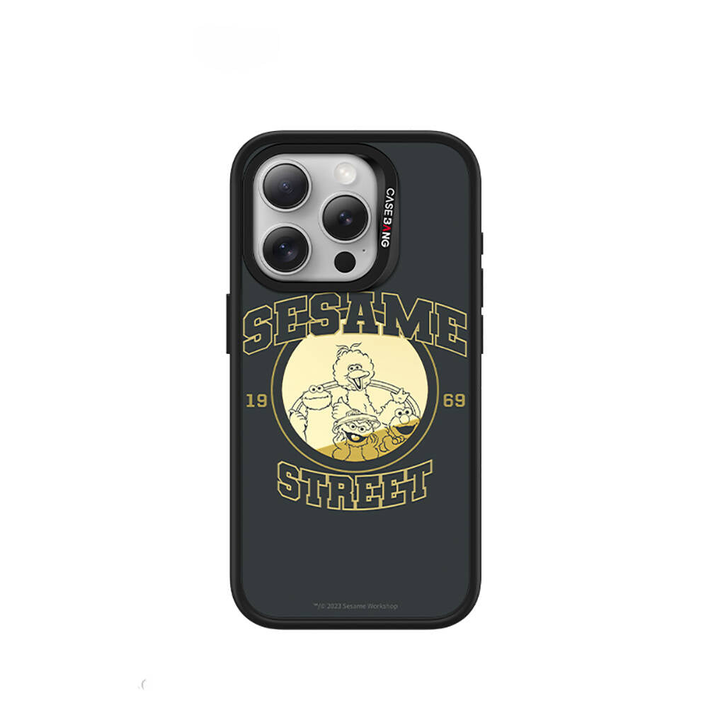 Apple iPhone 14 Pro Magsafe Şarj Özellikli Casebang Sesame Street Serisi Mıknatıslı Arka Panel Siyah