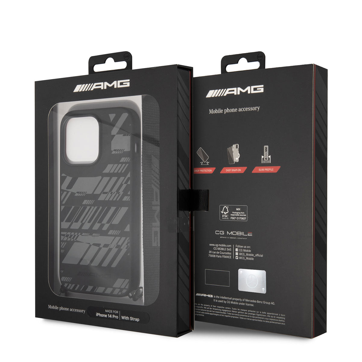 Apple iPhone 14 Pro Max Kılıf AMG Liquid Silikon Strap Telefon Askılı Grafik Dizayn Kapak Siyah