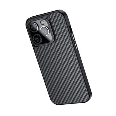 Apple iPhone 14 Pro Max Kılıf Aramid Karbon Fiber Magsafe Özellikli Wlons Radison Kapak Siyah