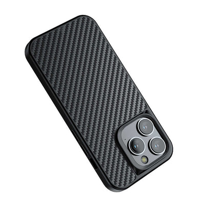 Apple iPhone 14 Pro Max Kılıf Aramid Karbon Fiber Magsafe Özellikli Wlons Radison Kapak Siyah
