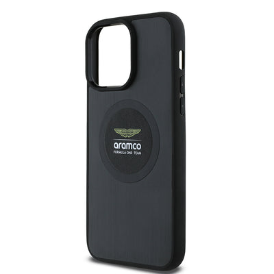 Apple iPhone 14 Pro Max Kılıf Aston Martin Orjinal Lisanslı M-safe Şarj Özellikli Aluminyum Arka Yüzeyli Formula One Team Baskılı Kapak Siyah