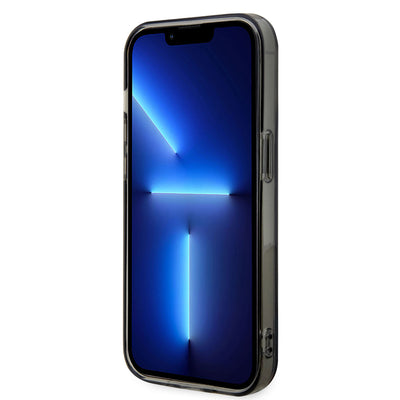 Apple iPhone 14 Pro Max Kılıf BMW Magsafe Şarj Özellikli Transparan 3 Renkli Şerit Dizayn Kapak Gri
