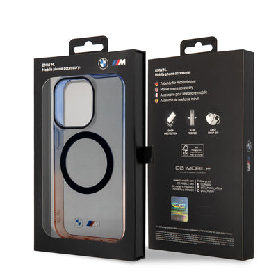 Apple iPhone 14 Pro Max Kılıf BMW Magsafe Şarj Özellikli Transparan Renk Geçişli Dizayn Kapak Gri