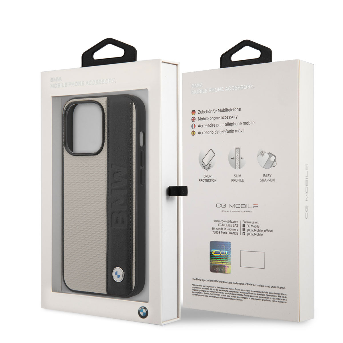 iPhone 14 Pro Max Kılıf BMW Orjinal Lisanslı Deri Dokulu Çizgili Dizayn Kılıf